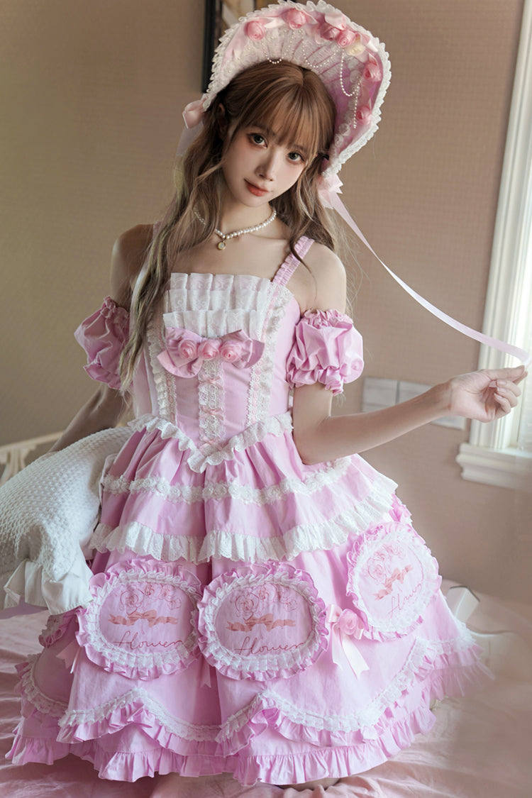 Butterfly Dream Multi-Layer Print Ruffle Bow Princess Lolita JSK