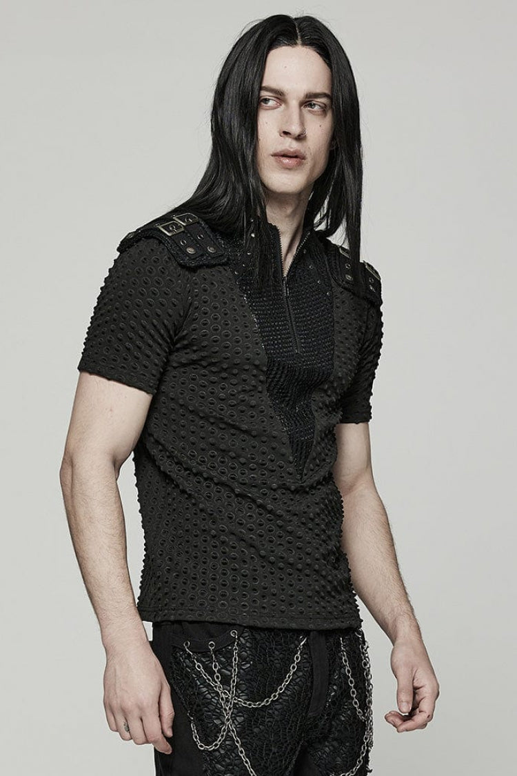 Steampunk Tee with Bubble Mesh and Zipper Details