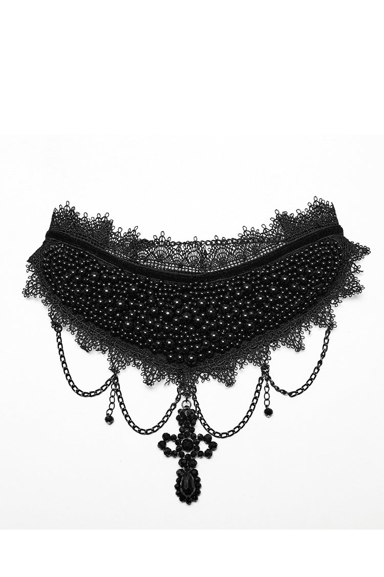 Women's Gorgeous Gothic Choker with Beaded Cross Accent