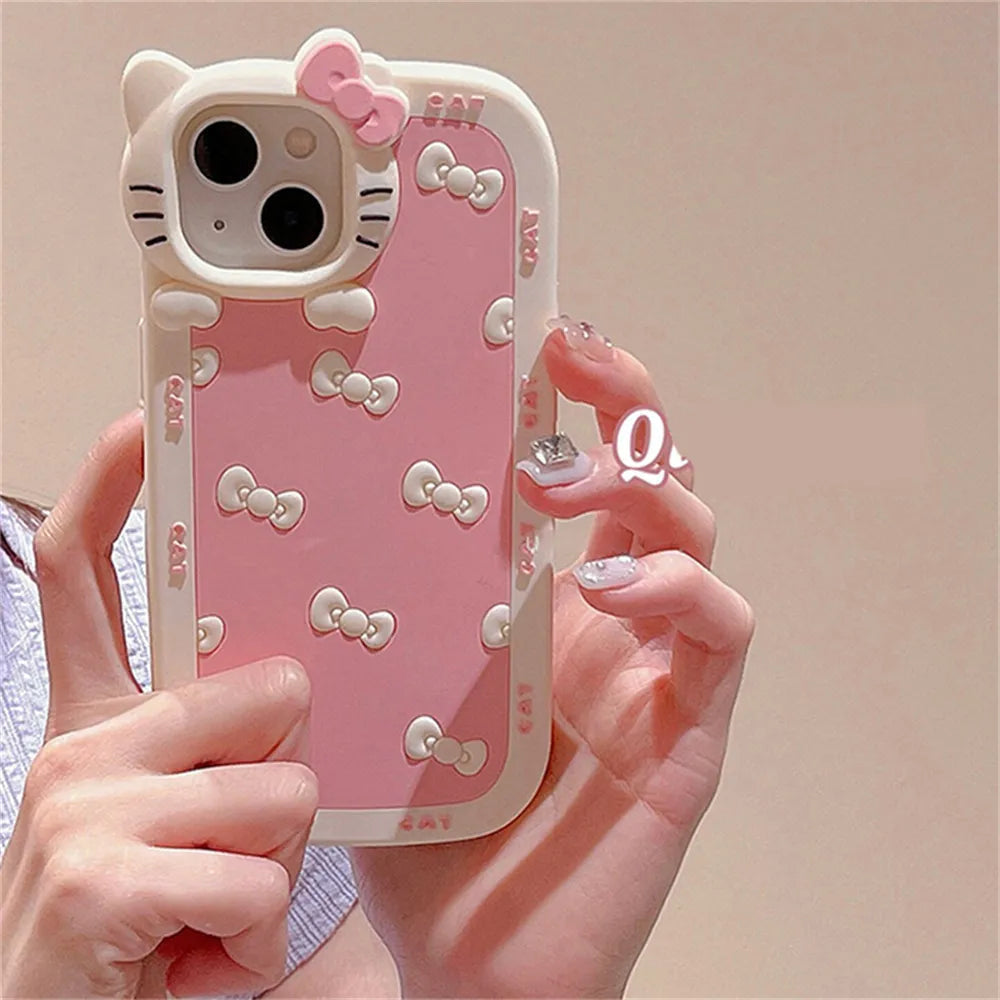 3d pink bow iphone case - bows - hello kitty - kawaii - phone case - cover