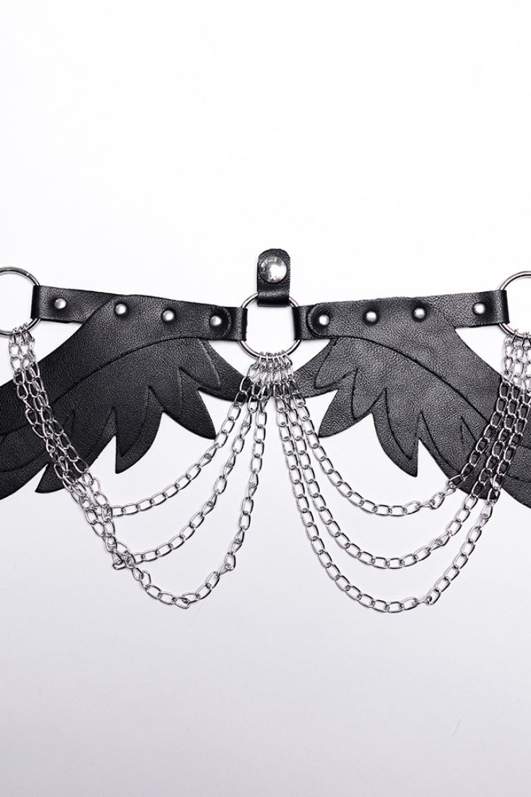 Women's Steampunk Feather Wing Harness with Artificial Leather Stitching in 2 Colors