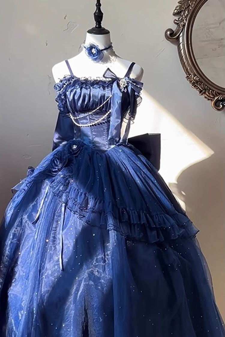 Off-Shoulder Asymmetric Ruffled Bow Elegant Princess Gown - Bright Stars