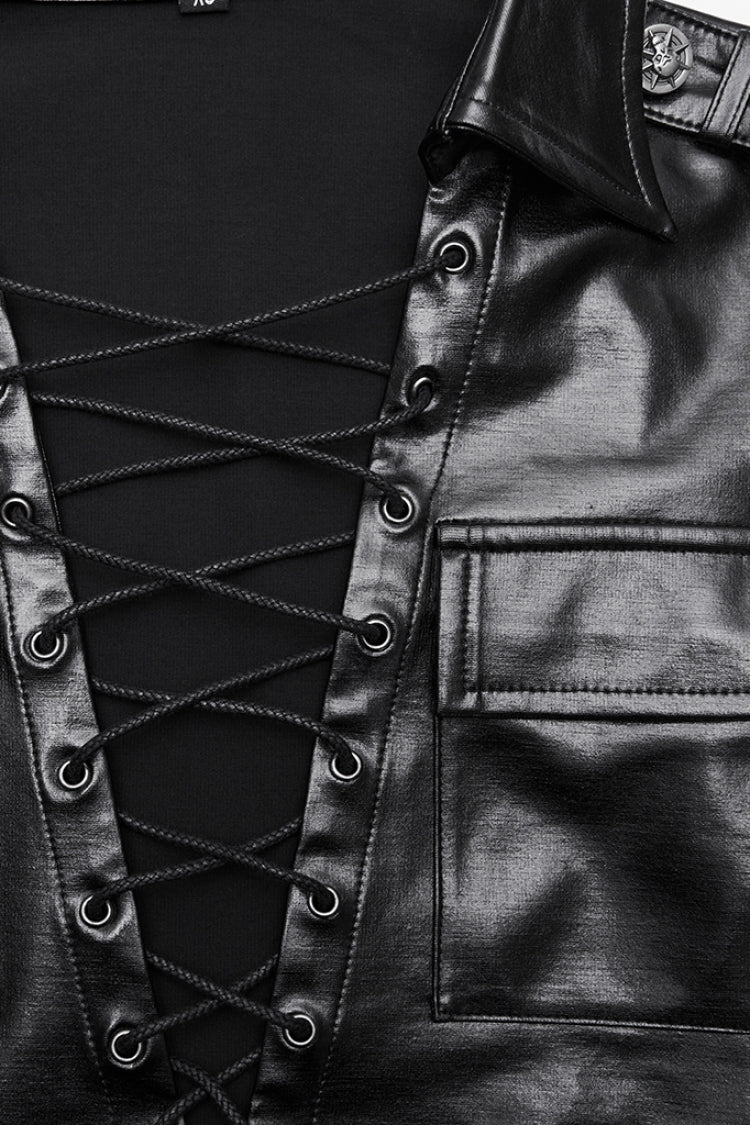Punk Lace-Up Tee for Women with Extended Sleeves