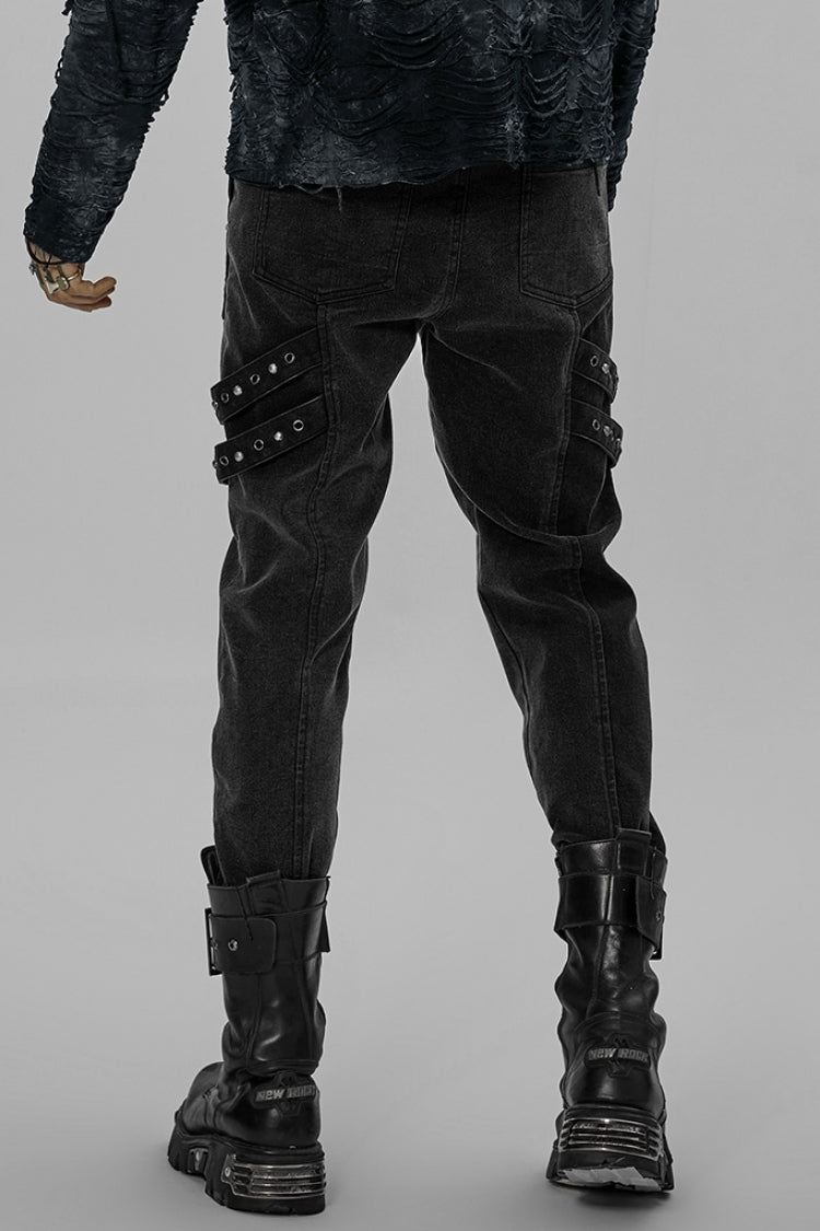 Steampunk Studded Skull Buckle Trousers for Men