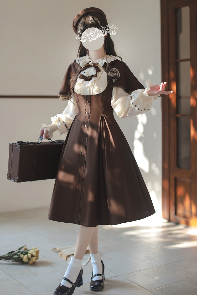 Vintage College Style Elegant Lolita Dress with Ruffle Details