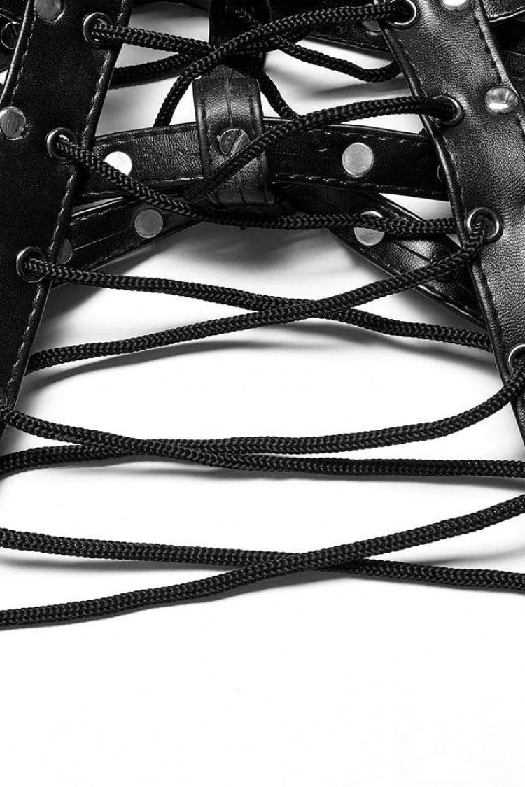 Men's Steampunk Face Mask with Metal Cone Rivets and Cross Accent