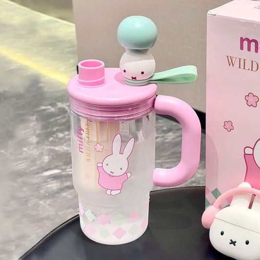 Pink Bunny Summer Straw Water Cup KI745