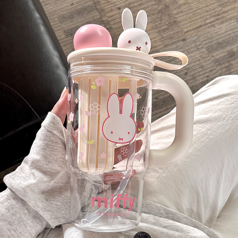 Pink Bunny Transparent Water Cup - Lovesickdoe