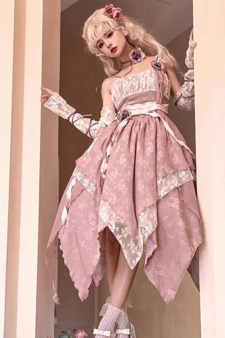 Wabi Sabi Stitched Irregular Asymmetric Gothic Lolita JSK Dress in 3 Colors