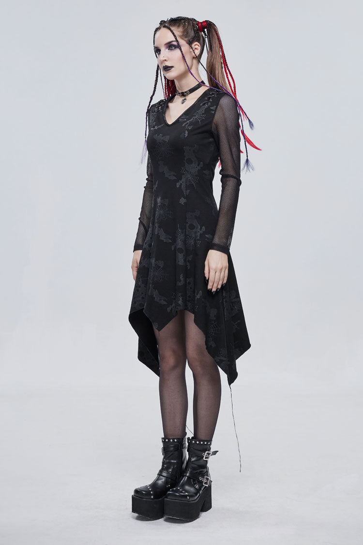 V-Neck Cutout Dress with Rope Tie and Print Details