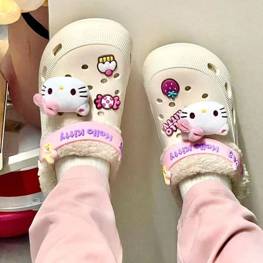 Schöne Kawaii warme Plüschschuhe mit Löchern - Kimi