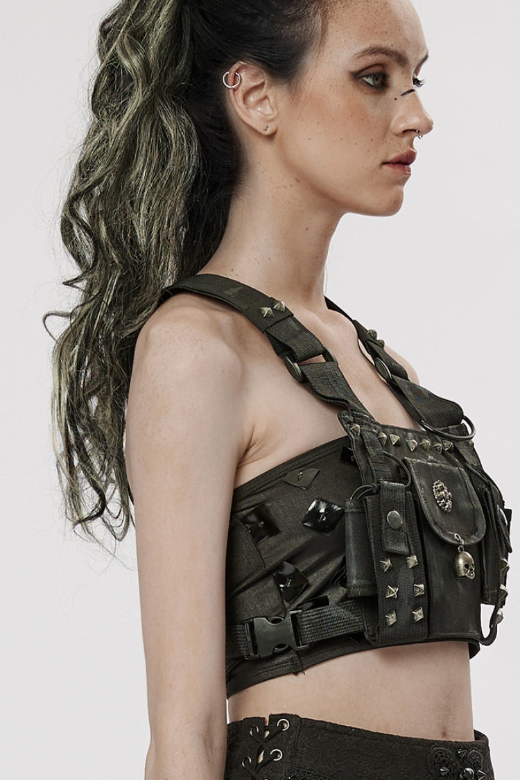 Post-Apocalyptic Skull Shoulder Bag with Rivets - Gothic Edge