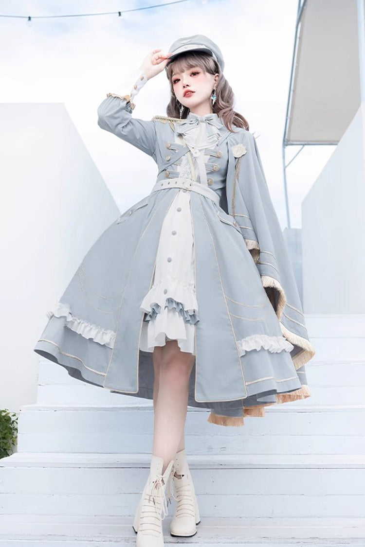 Azure Star Ocean Fantasy Cardigan Bowknot Military Elegant Lolita Dress