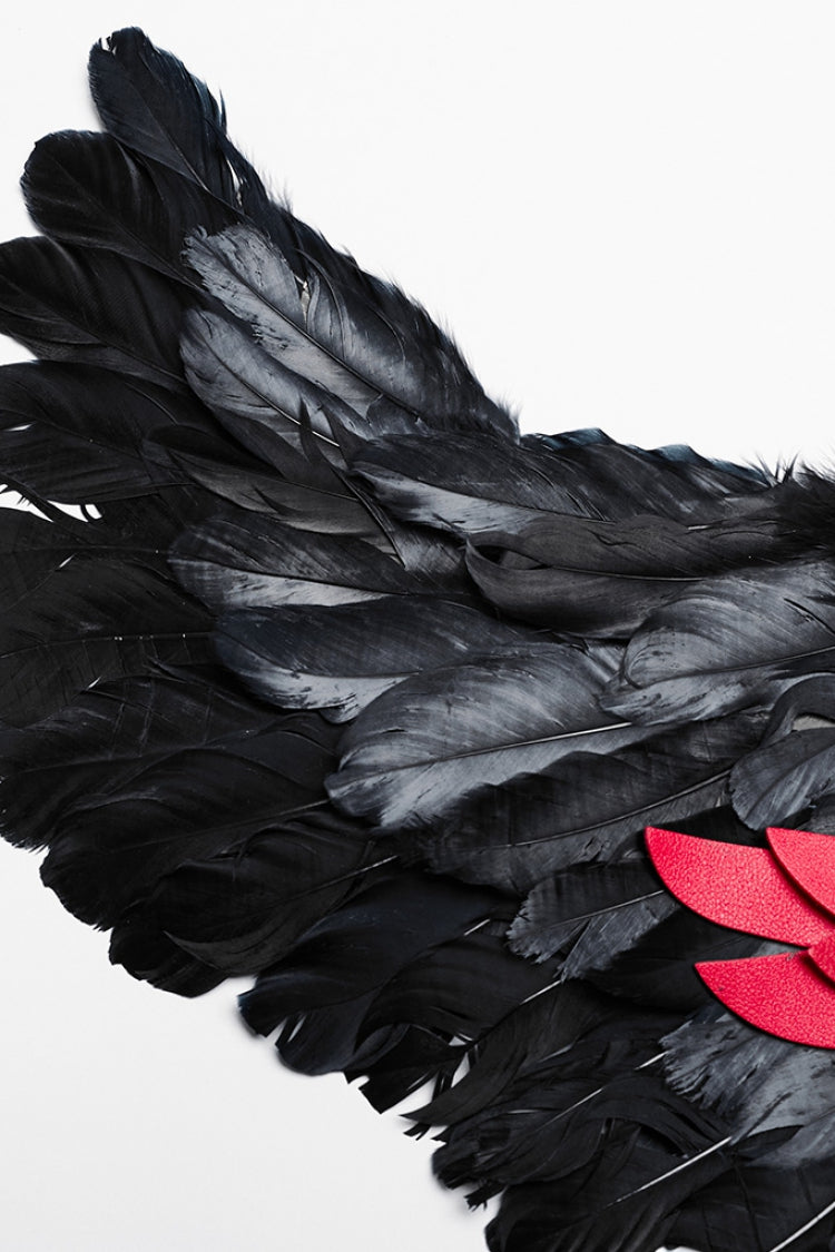 Women's Steampunk Feather Wing Harness with Artificial Leather Stitching in 2 Colors
