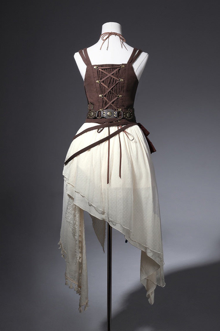 Vintage Lolita Skirt Set with Irregular Ruffled Embroidery