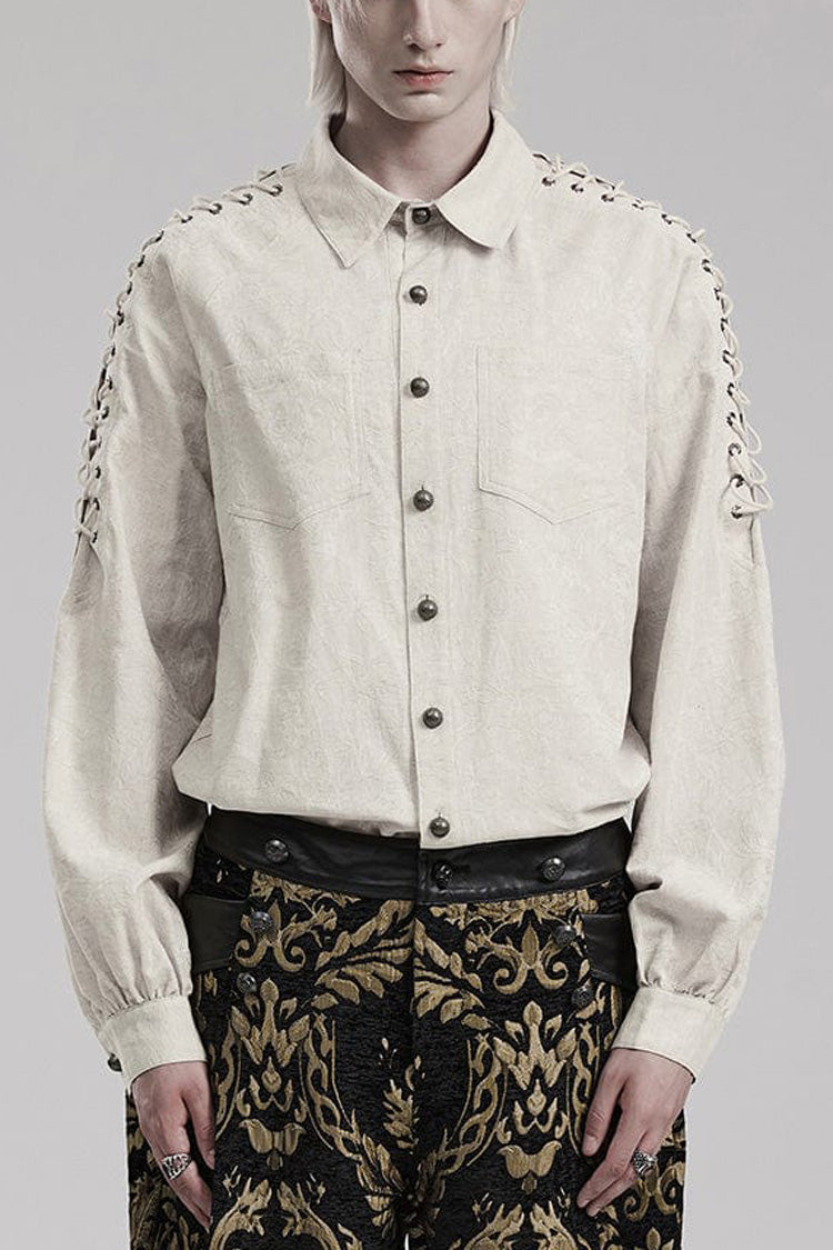 Gothic Men's Blouse with Puff Sleeves and Shoulder Straps - Two Shades