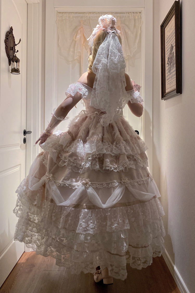 Anna's Ball Square Collar Hanayome Bow Lace JSK, Sweet Princess Ballet Ruffled