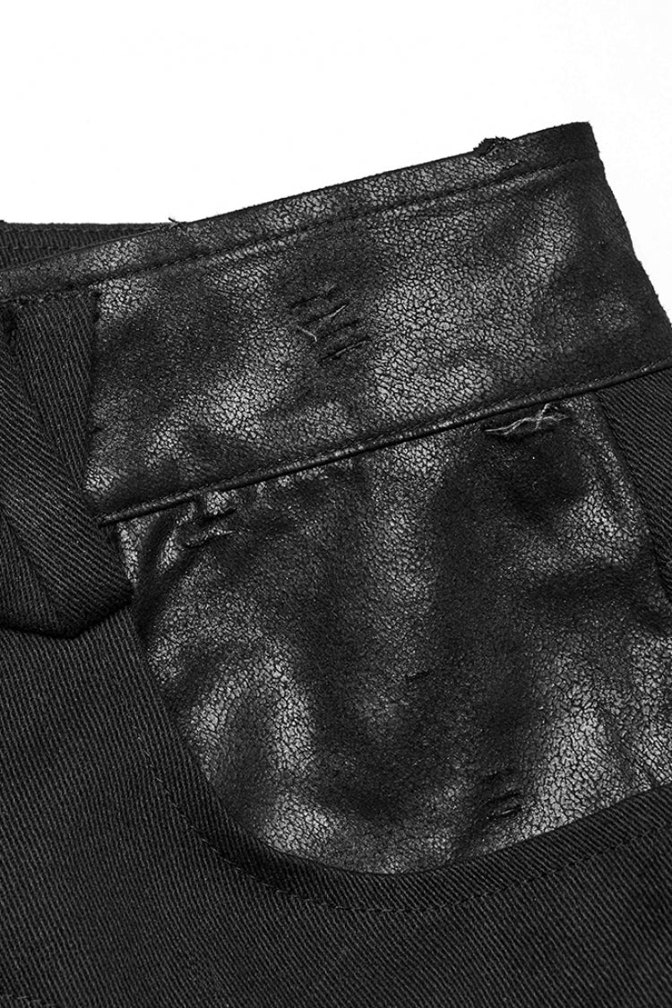 Onyx Faux-Leather Pleated Straight-Leg Pants