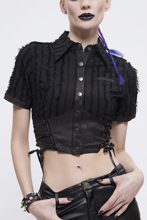 Tattered Short Sleeve Punk Blouse