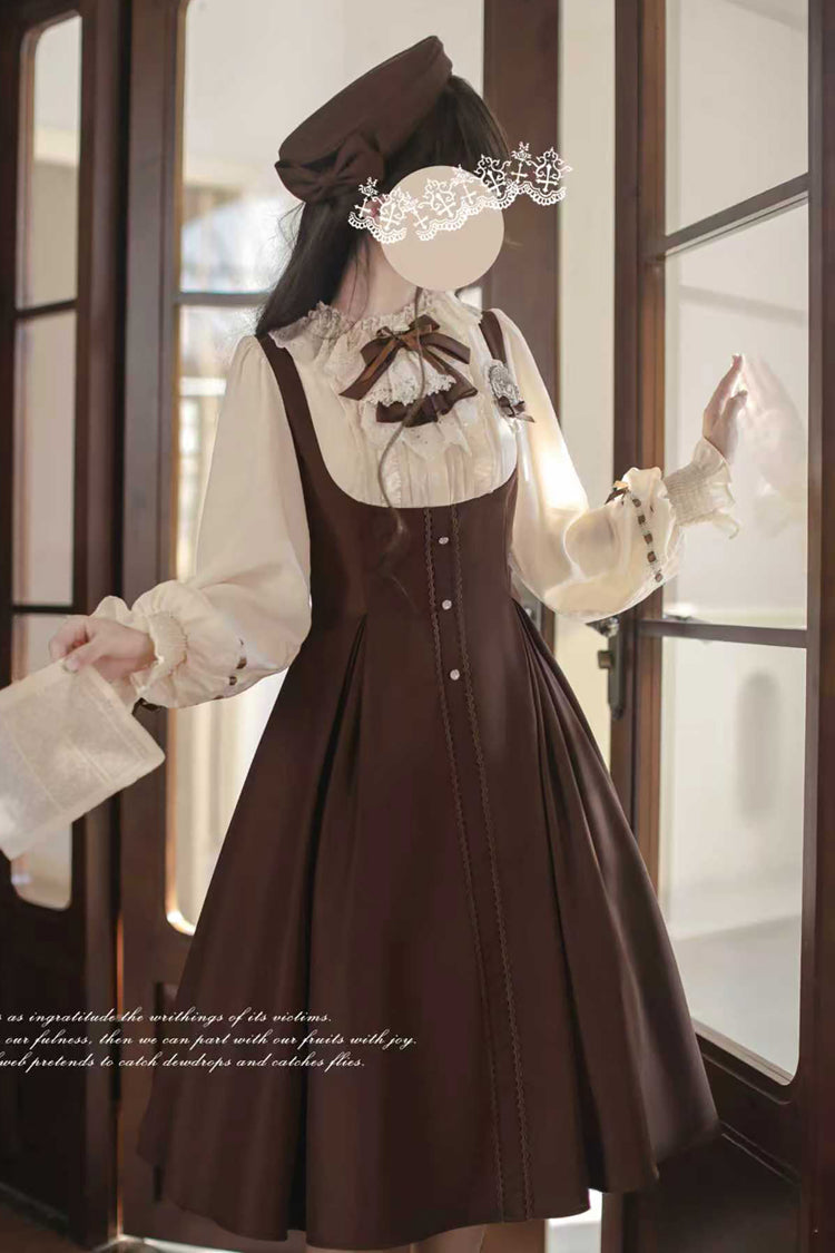 Vintage College Style Elegant Lolita Dress with Ruffle Details