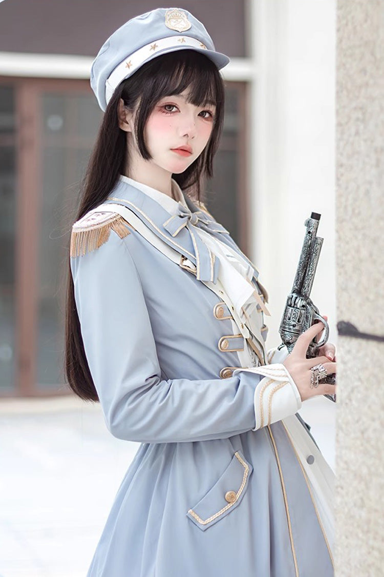 Azure Star Ocean Fantasy Cardigan Bowknot Military Elegant Lolita Dress