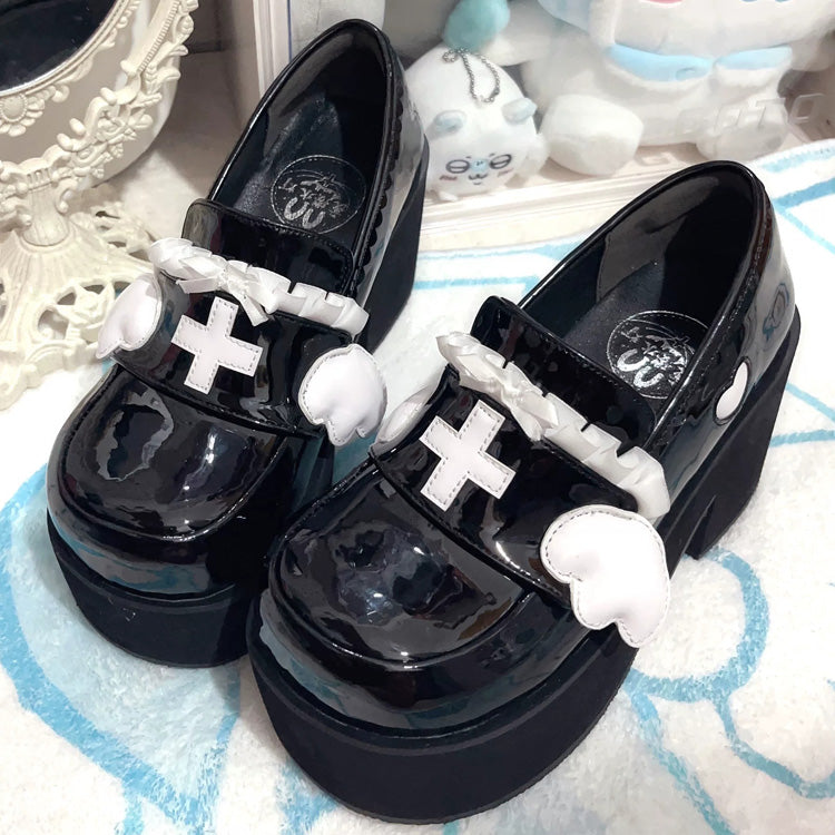 Sweet Lolita Platform Shoes with Bowknot and Ribbon Ruffles - Four Shades