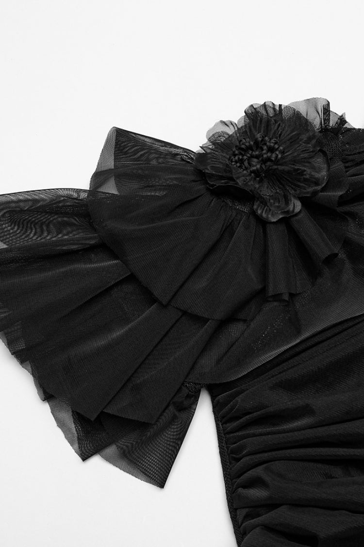 Gothic Ball Gown with Ruffled Lace Layers