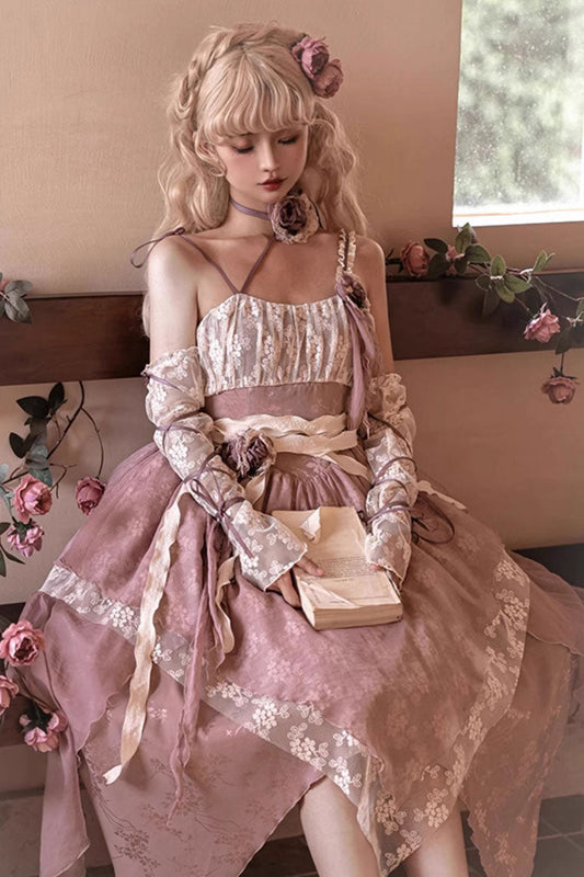 Wabi Sabi Stitched Irregular Asymmetric Gothic Lolita JSK Dress in 3 Colors