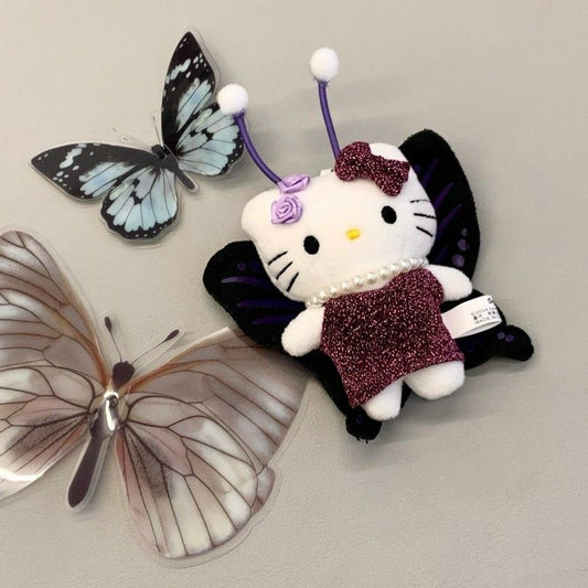 Black Fairy Butterfly Kitty Keychain KI678