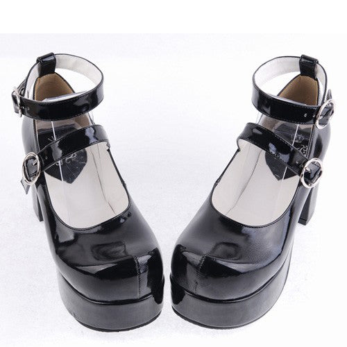 Lolita Platform Shoes with Cross Straps and Round Toe