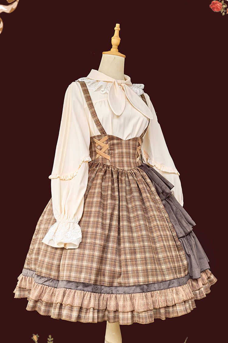 Chocolate High Waist Asymmetric Ruffle Strap Dress - Morning Tune