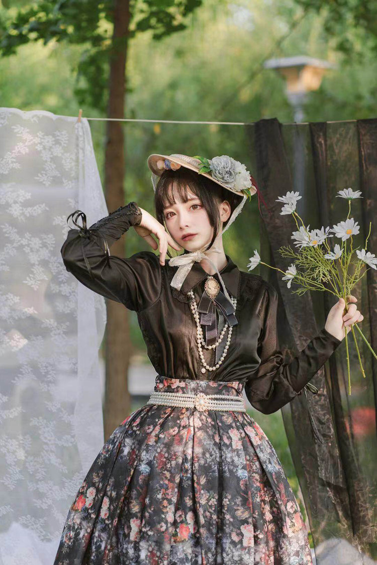 Floral Printed Ruffled Gothic Skirt - Afternoon Tea