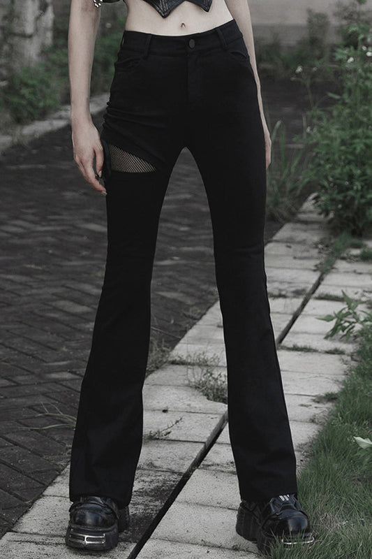 Drawstring Waist Flared Pants with Side Openings