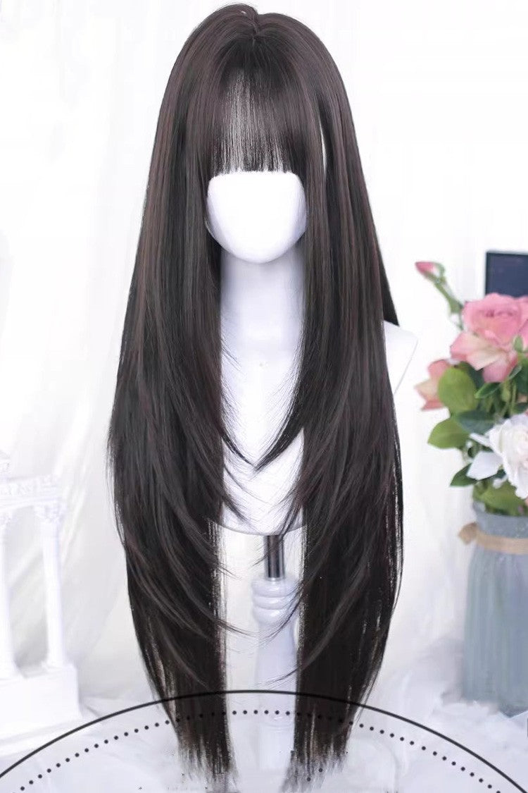 Sleek Straight Air Bangs Japanese Style Lolita Wig - 3 Shades
