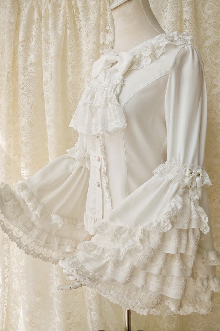 Flared Princess Sleeve Ruffle Bow Lace Gorgeous Lolita Top - 2 Hues