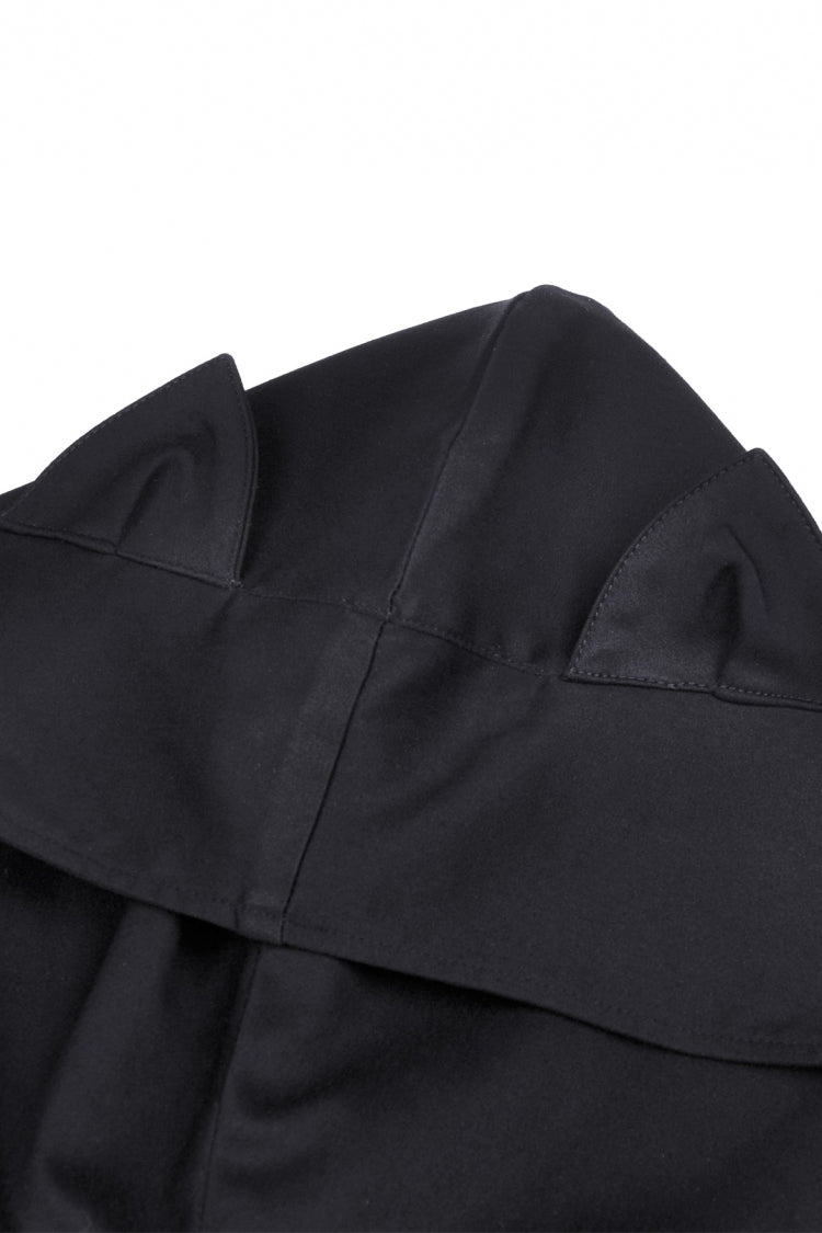 Cat Ear Hooded Cape with Lace-Up and Buckles