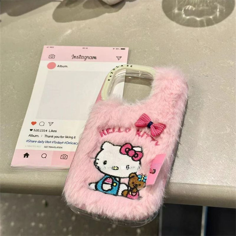 Cute Fuzzy Kitty Bow Phone Case KI665