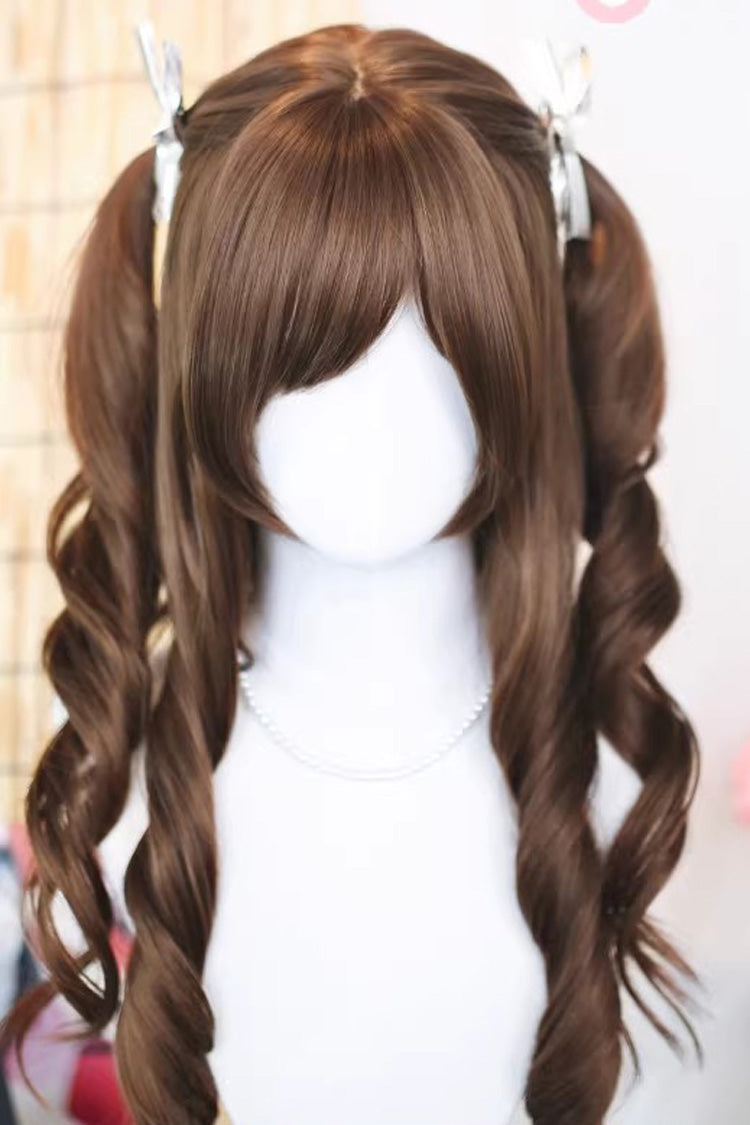 Warm Brown Long Curls Hair Sweet Japanese Lolita Wig