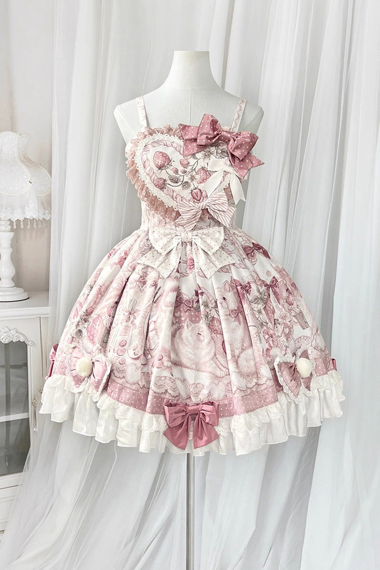 Cat Dessert House Print Ruffle Bow Lolita JSK Set