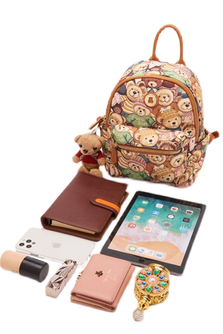 College Style Sweet Lolita Backpack with Bear Print in 3 Colors