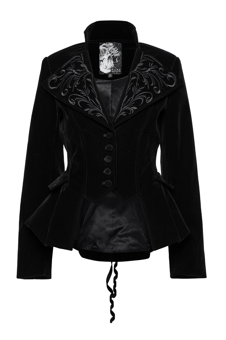 Gothic Velvet Jacket with Swallow-Tailed Hem