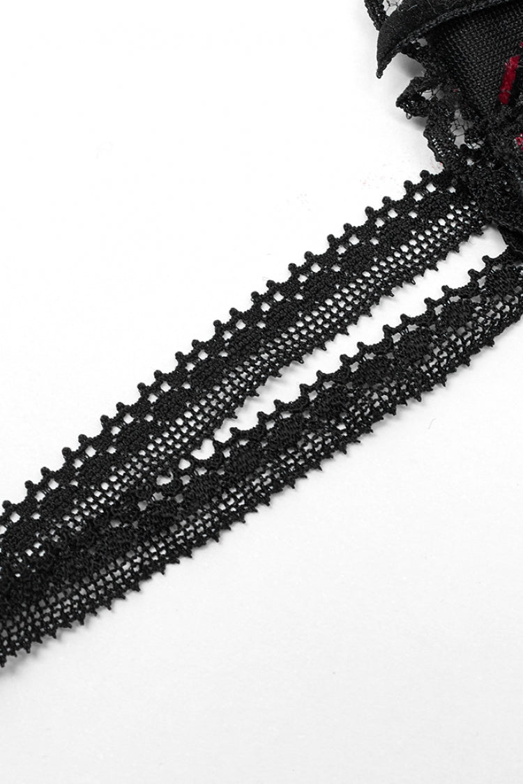 Crimson & Noir Metal Skull Embellished Lace Heart Gothic Eye Mask