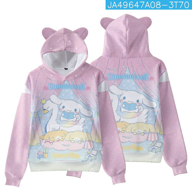 Pull à capuche pour enfants imprimé Kawaii Cinna KI595