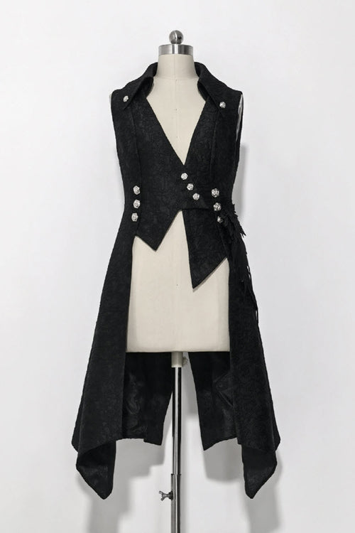 Ash-Burned Gothic Long Vest for Women - Ouji - Gothic Edge