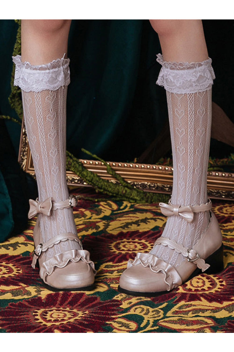 Heart Cutout Lace Hollow Mid-Calf Lolita Socks