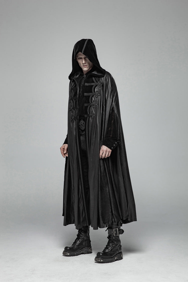 Hooded Embroidered Cloak Coat for Men - Gothic Edge