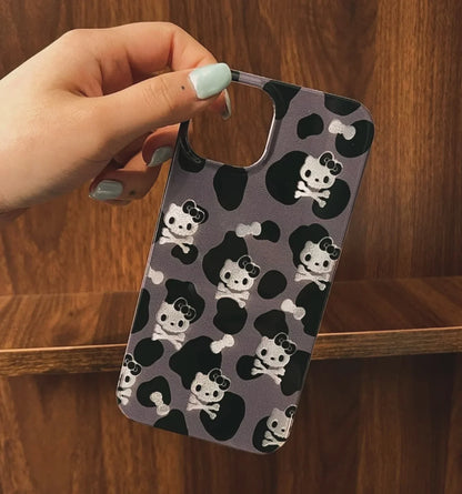 Coque de téléphone à motif tête de mort de chat