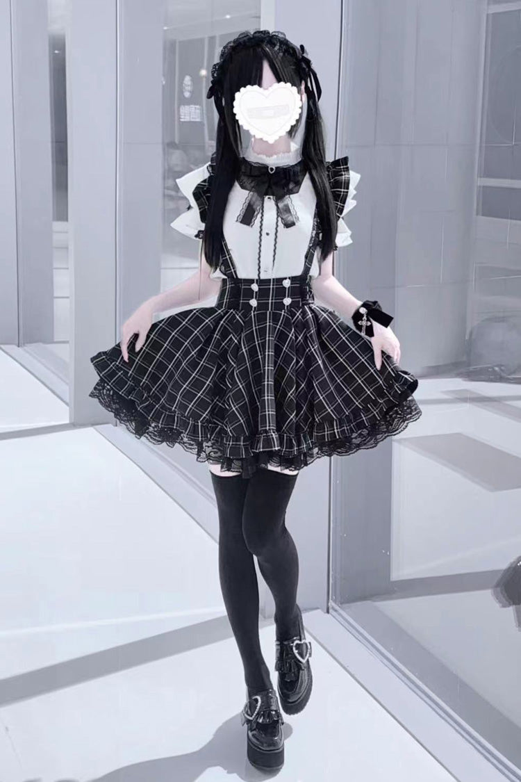 Tartan Ruffle Lace Jirai Kei Japanese Dress