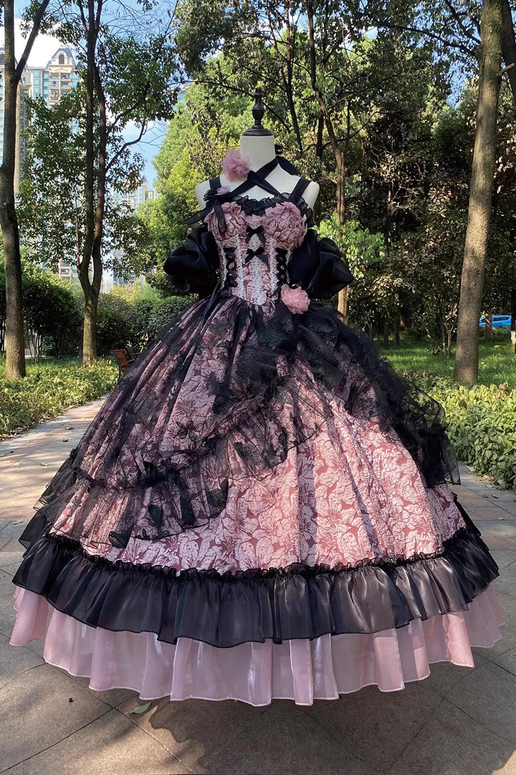 Gothic Lolita JSK Dress with Witch Print and Lace Ruffles - Medea Kiss - Dual Hues