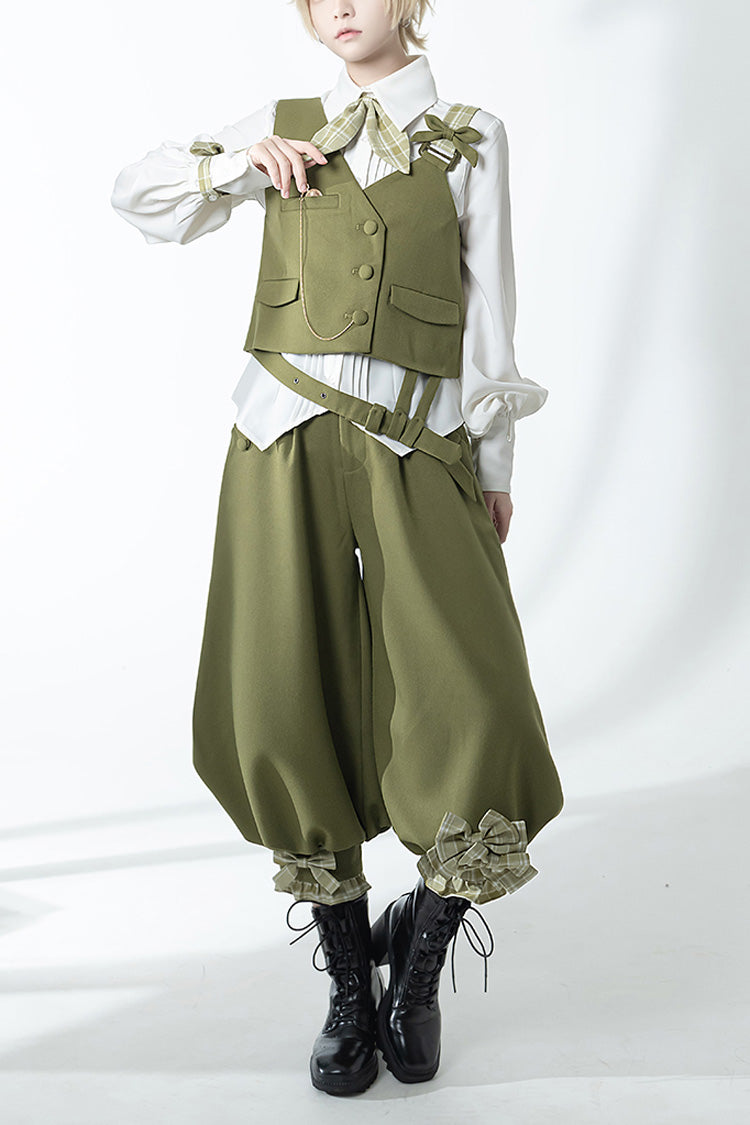 Ouji Lolita Vest - Matcha Green - Secret Morning Post - Cute and Handsome